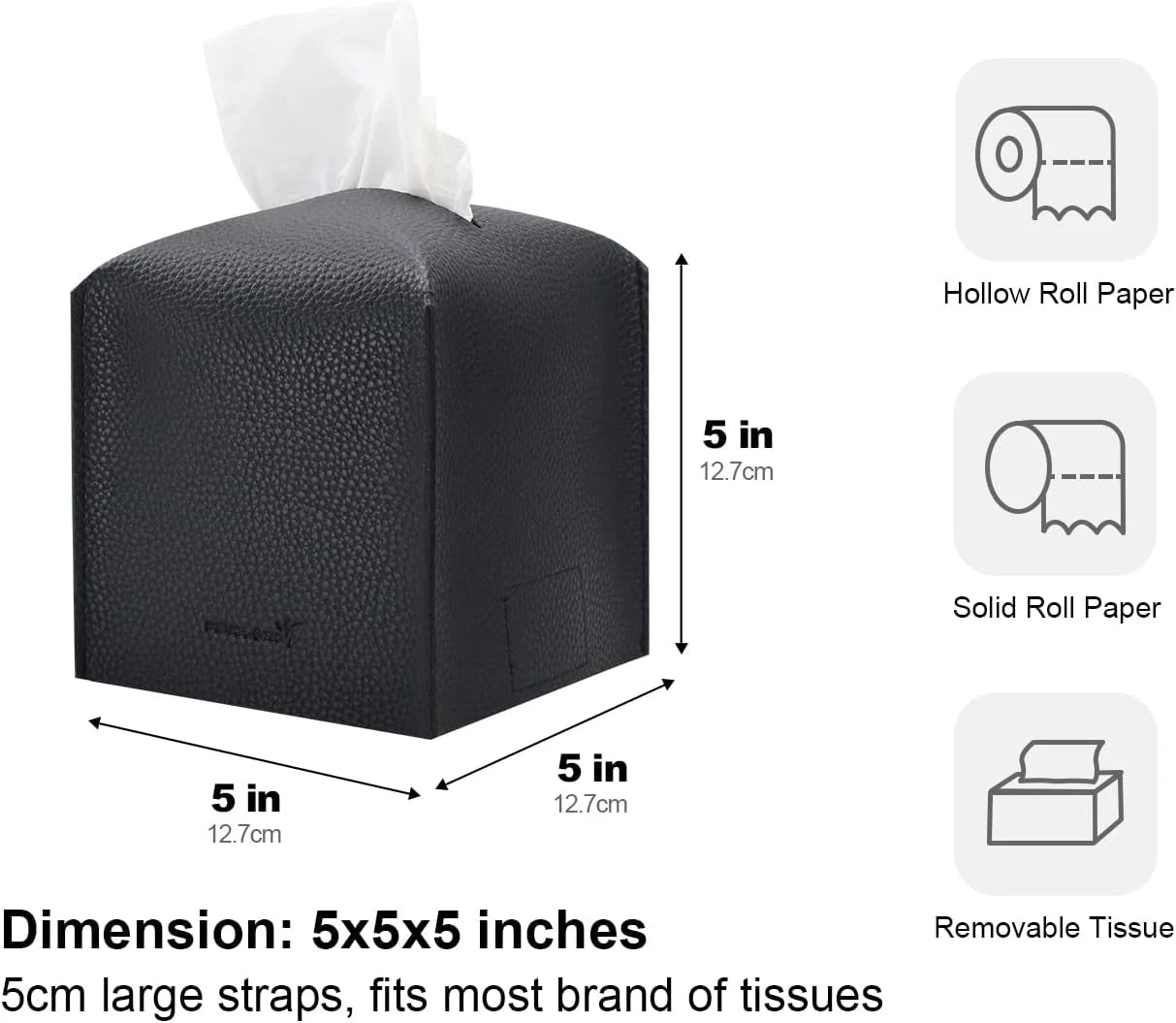 Tissue Box Cover 5X5X5'' PU Leather Tissue Holder Square Tissue Cube Box Organiz | eBay