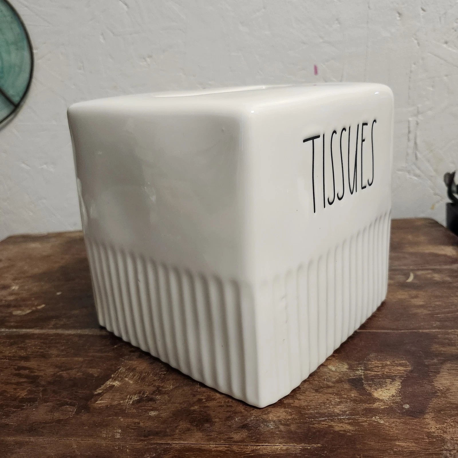 RAE DUNN Artisan Collection Heavy White Ceramic Ribbed Tissue Box Cover 6x6" | eBay