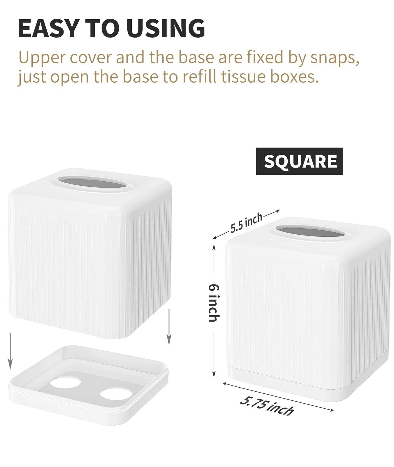 Tissue Cover with Base, Square Plastic Tissue Holder Decorative Tissue Cover ... | eBay