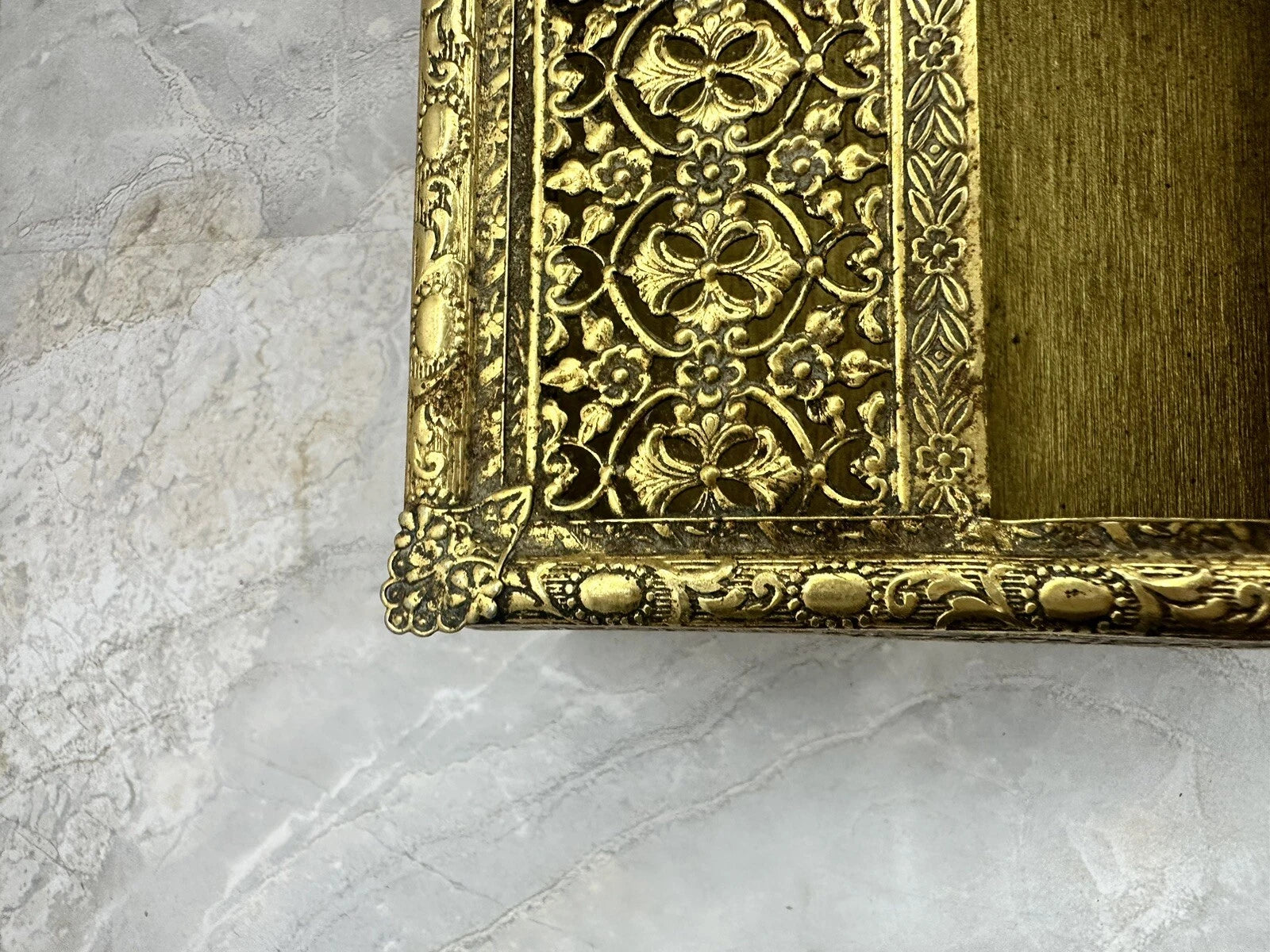 MCM Old Vintage Brass Tone Filigree Metal Vanity Tissue Box Cover Holder | eBay