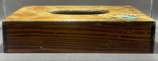 Vintage Wood Tissue Box Cover with Blue Bird and Flowers | eBay