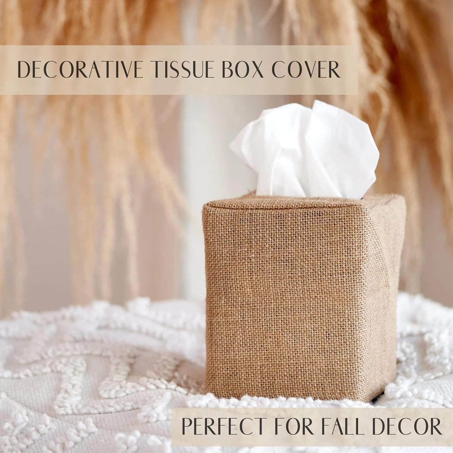Burlap Square Tissue Box Cover - Decorative Cube for Home and Bathroom | eBay