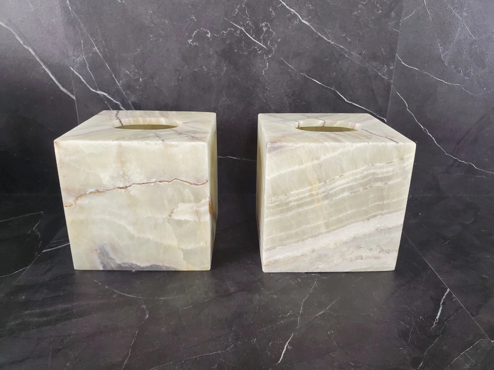 Onyx Stone Tissue Box Cover, Green Gray, Facial Tissue Bathroom Accessory, Cube | eBay