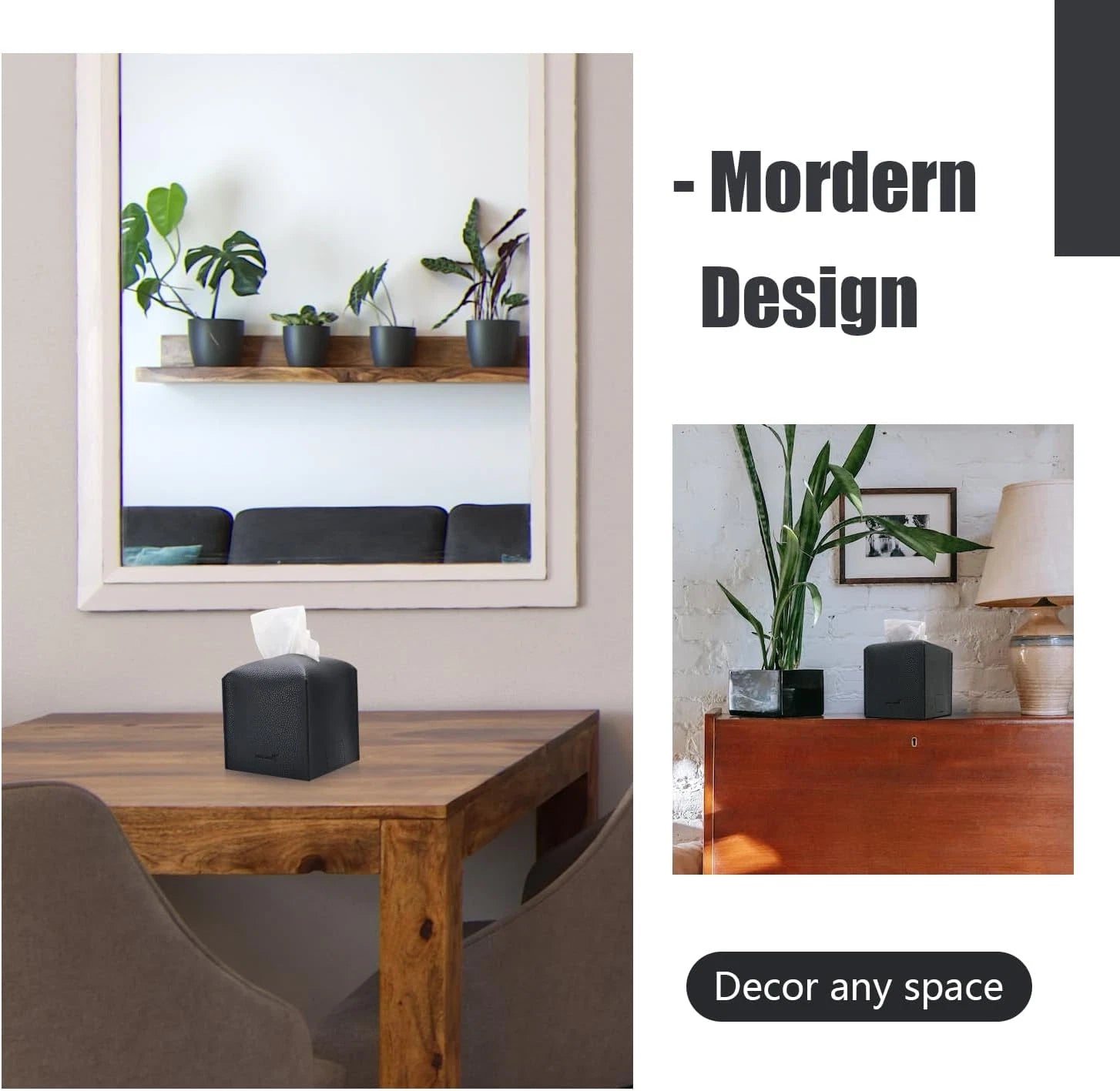 Tissue Box Cover 5X5X5'' PU Leather Tissue Holder Square Tissue Cube Box Organiz | eBay