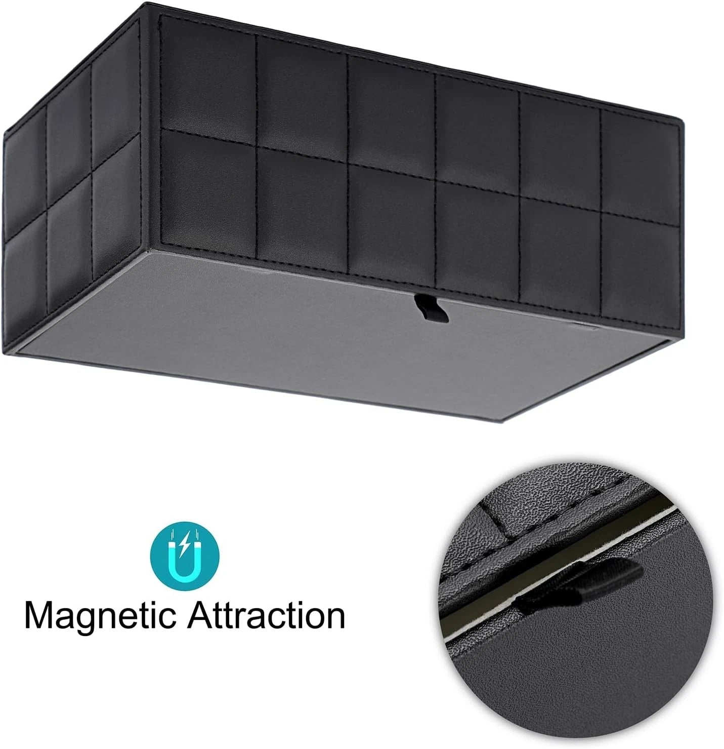 Sumnacon Rectangular Leather Tissue Box Cover - Medium, Black With Grid | eBay