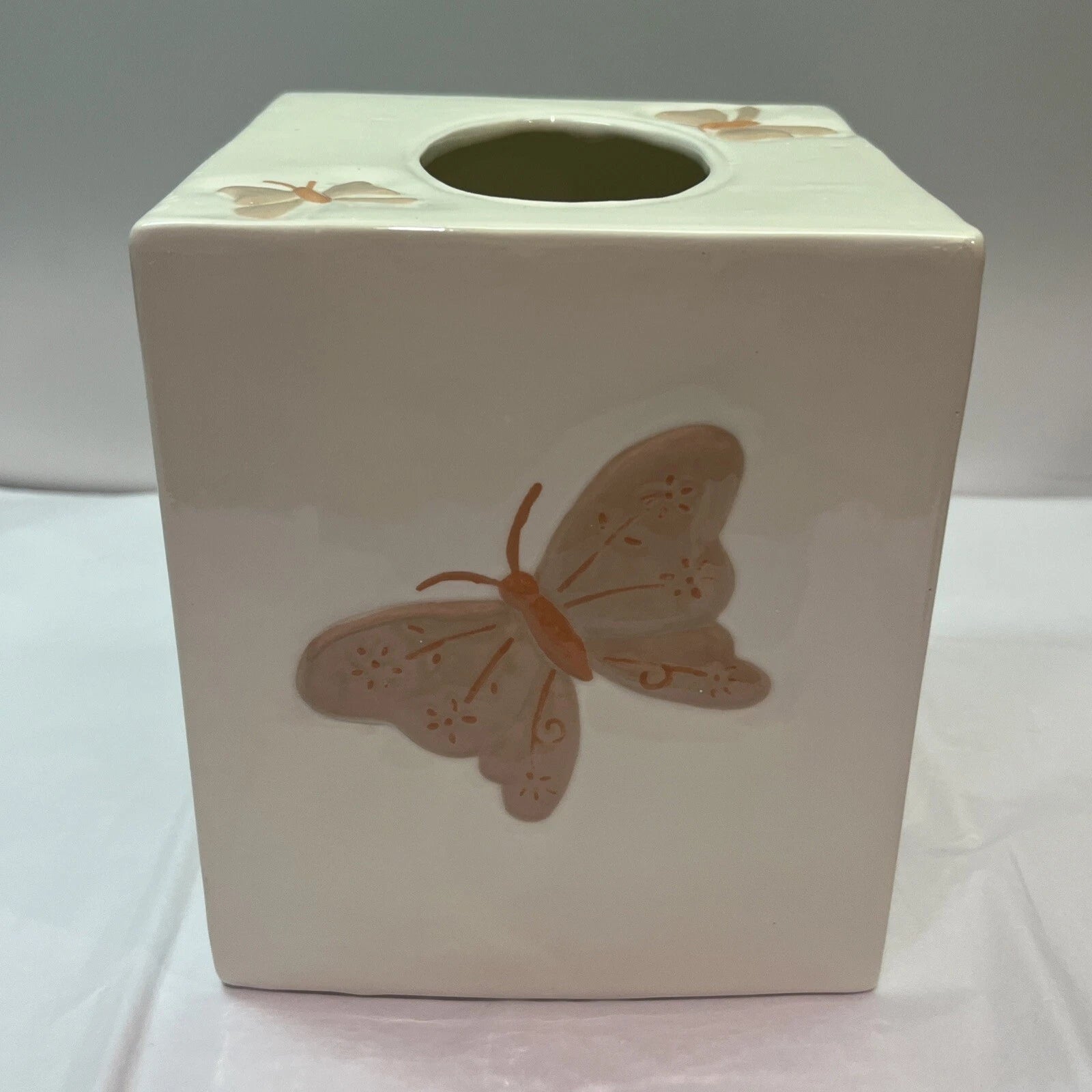 Vintage Ceramic Tissue Box Holder Butterfly Sunflower Brown Yellow Retro | eBay