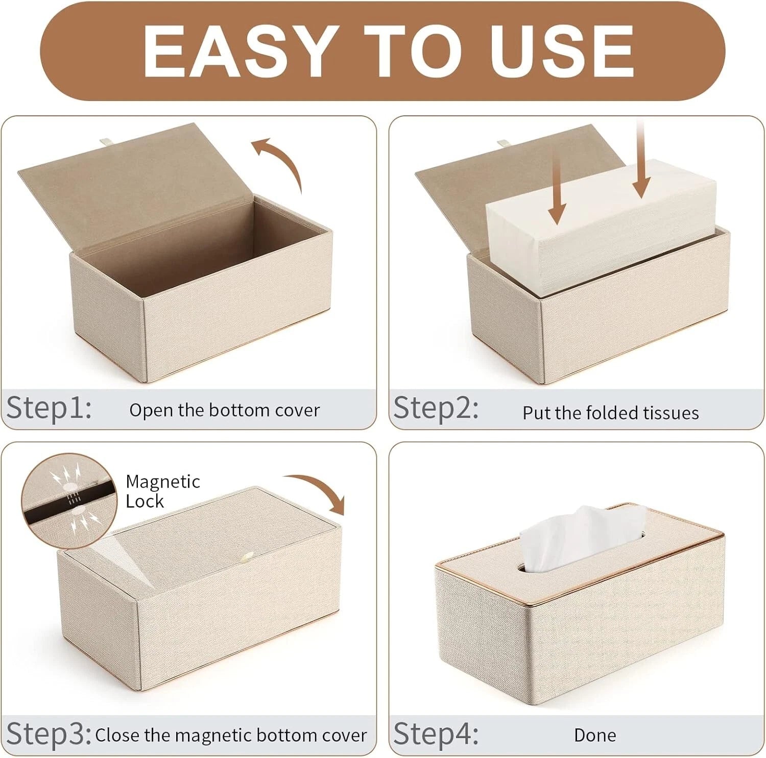 Tissue Box Cover, PU Leather Tissue Box Holder Rectangular Kleenex Box Cover | eBay