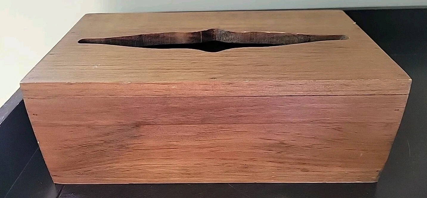 Vintage Wooden Tissue Box Cover Holder MCM Handmade Country Core READ | eBay