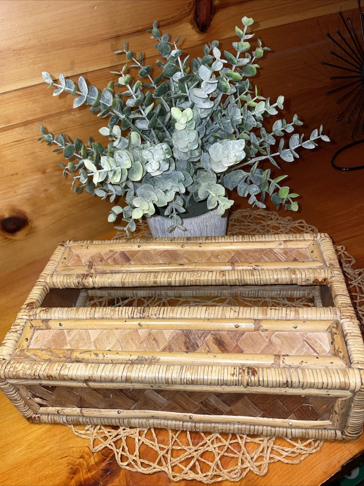 Vintage Tissue Box Cover Holder Bamboo Rattan Wicker Coastal Boho Rectangular | eBay