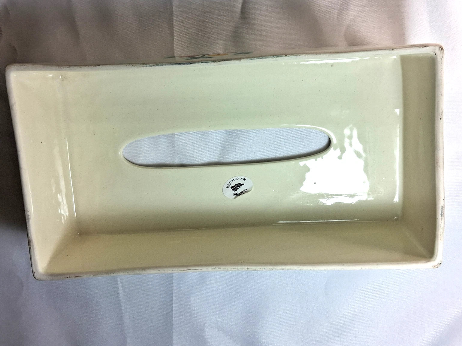 Mexican Folk Art Tissue Box Cover Hand Painted Ceramic White | eBay