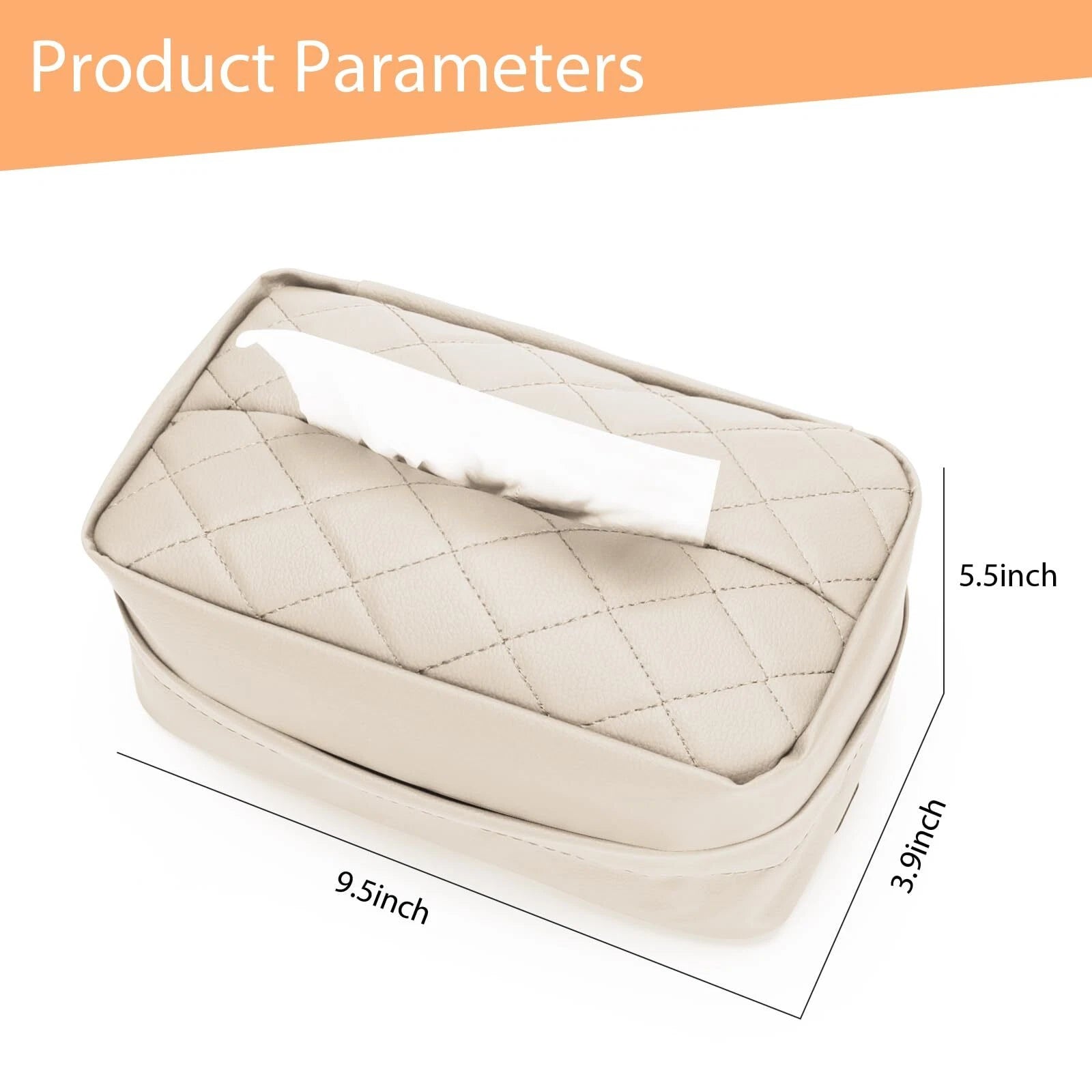 Elegant Beige PU Leather Car Tissue Box Holder 9.5" x 3.9" x 5.5" 120 Sheets | eBay