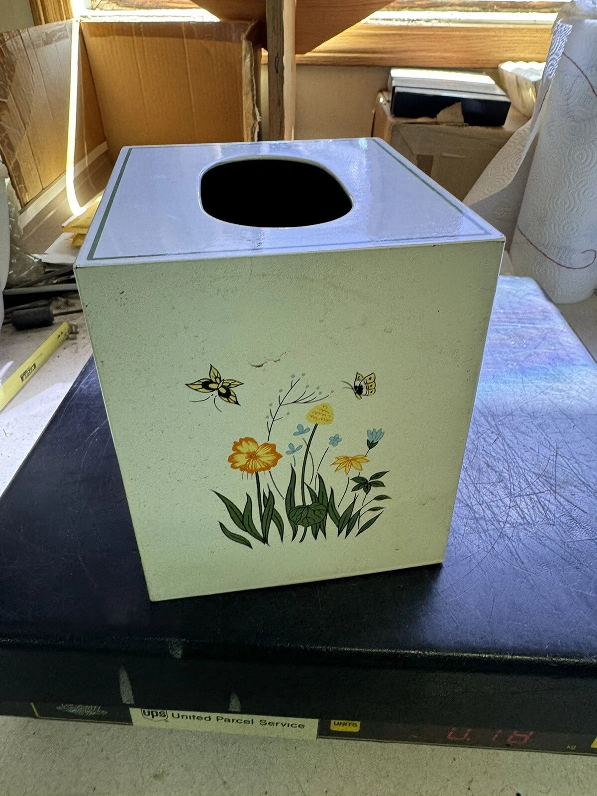Vintage Andre Richard Tissue Box Square Flowers Butterfly MCM | eBay