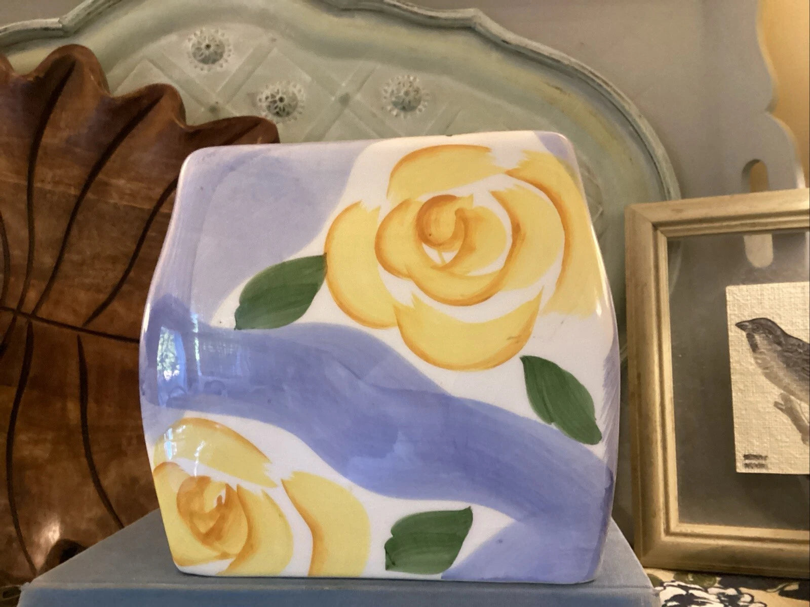 Wamsutta Tissue Box Cover Holder Floral PROVENCE Blue Floral Ceramic Square | eBay