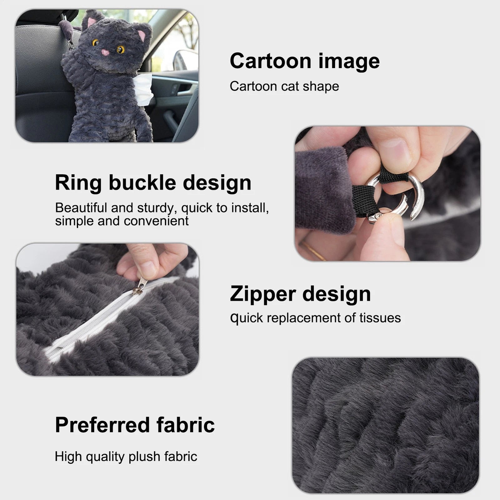 Cartoon Cat Bedroom Room Home Car Tissue Box Cover Holder Napkin Holder | eBay