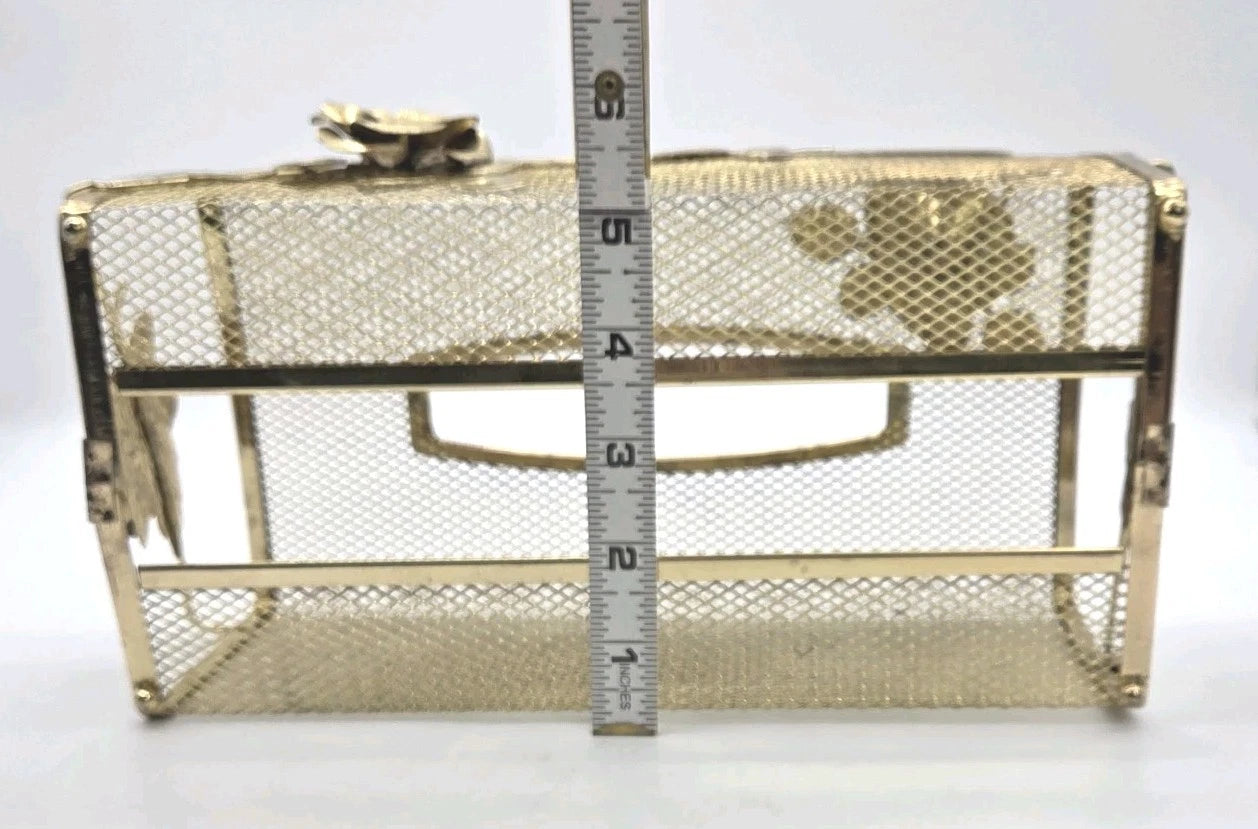 Tissue Box Cover Holder Hollywood Regency Roses Gold Tone Mesh Metal MCM VTG | eBay