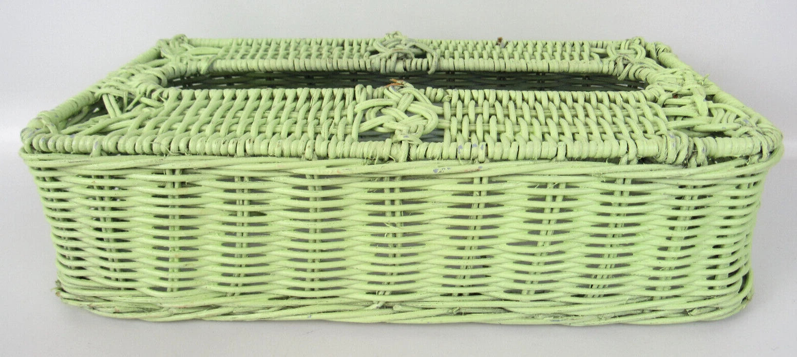 VINTAGE 70's Green Wicker Rectangular Tissue Box Cover Holder | eBay