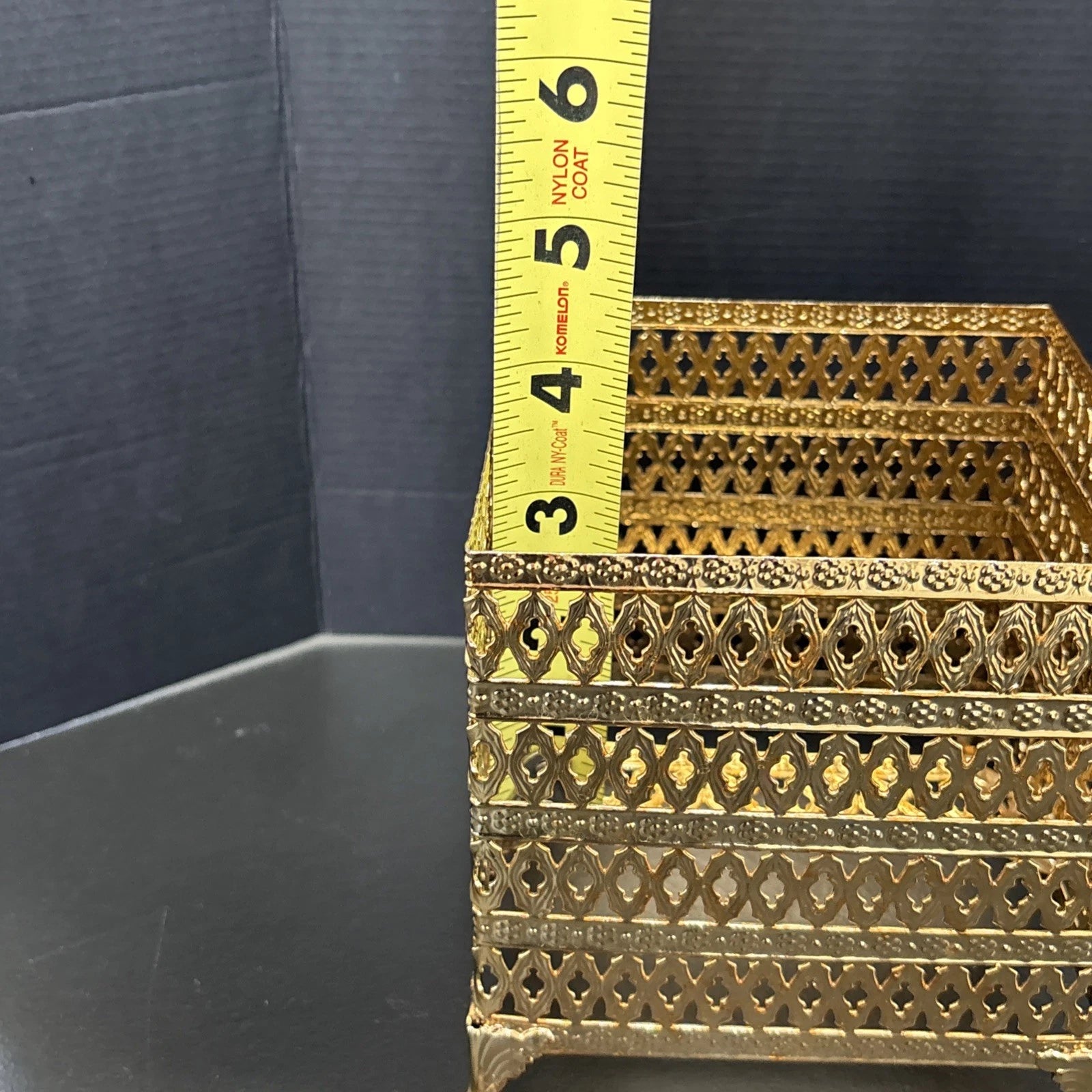 Vintage Gold Brass Filigree Tissue Box Holder Square Hollywood Regency | eBay