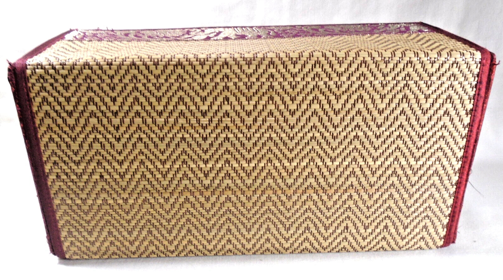Reed Boho Tissue Box Cover, Natural Reed ECO Sustainable, plush silk, Dark Red | eBay