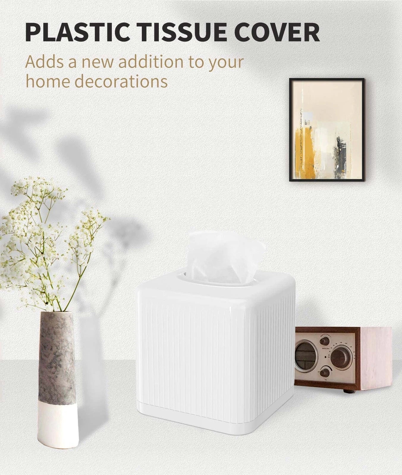 Tissue Cover with Base, Square Plastic Tissue Holder Decorative Tissue Cover ... | eBay