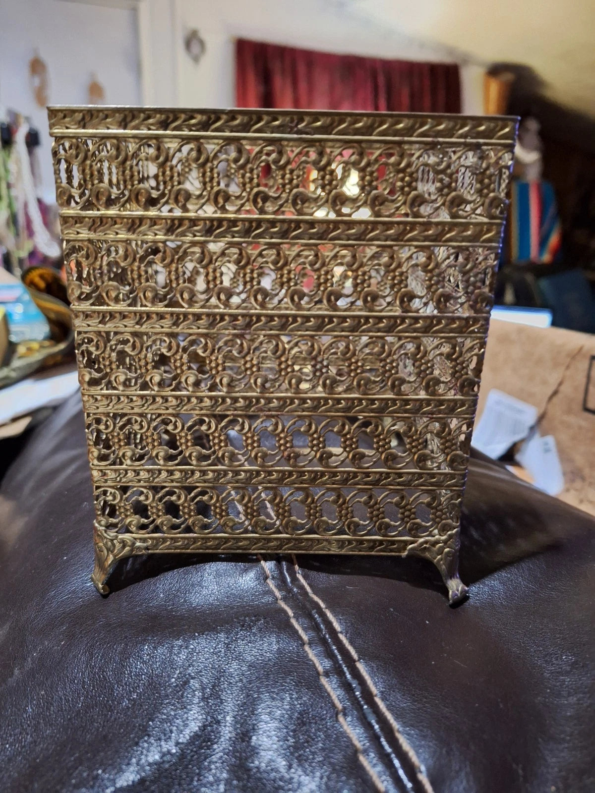 Vtg. Gold Brass Flower Hollywood Regency Tissue Box Cover~MCM Retro~1960's~#4065 | eBay