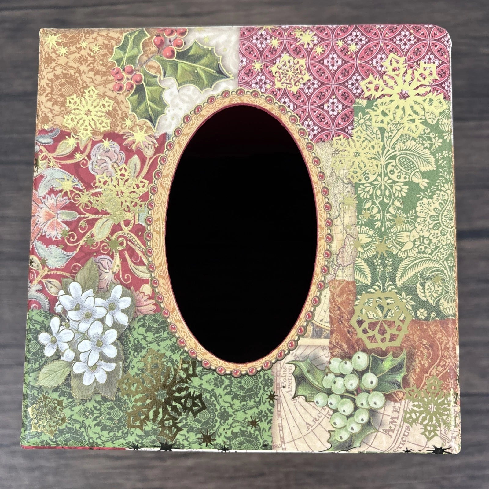 Punch Studio Christmas Tissue Box Cover Square Old World Santa Victorian Tree | eBay