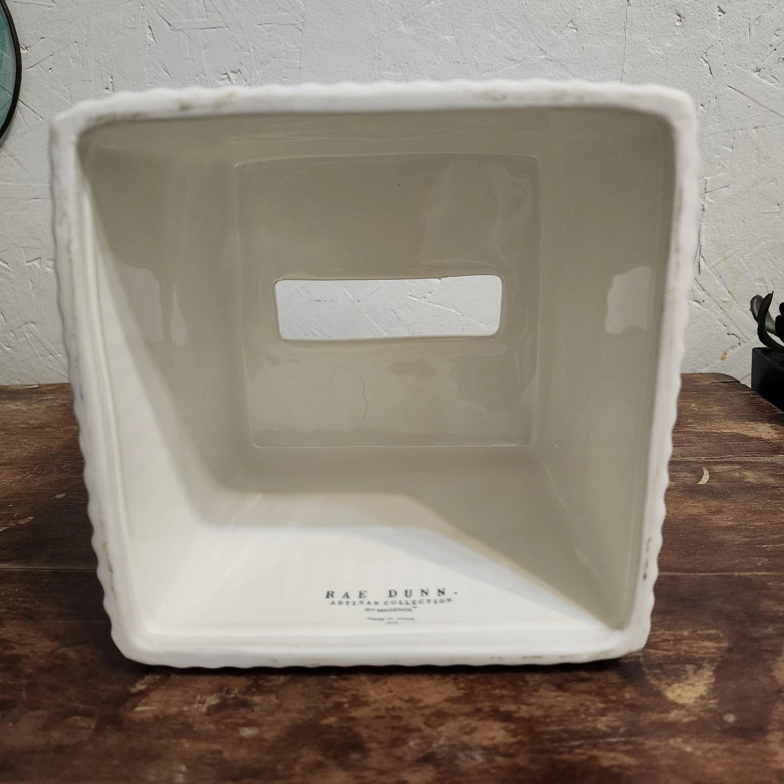 RAE DUNN Artisan Collection Heavy White Ceramic Ribbed Tissue Box Cover 6x6" | eBay