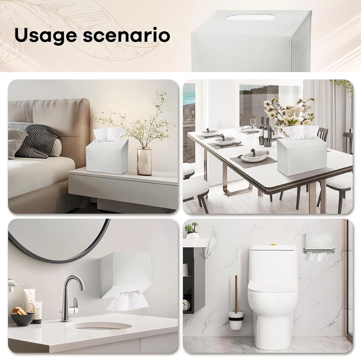 Tissue Box Cover Holder Compatible with Kleenex Disposable Paper Cream-1 Pack | eBay