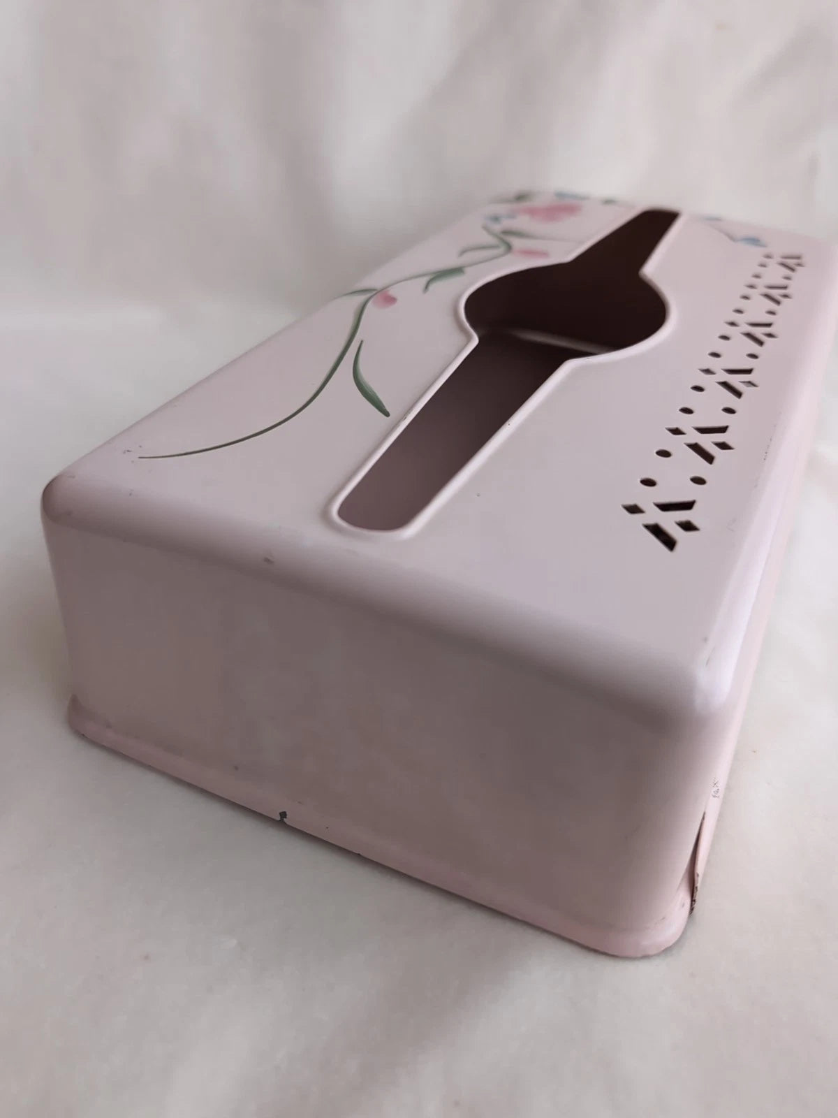 Vintage Detecto Wall or Table mount Tissue Box, Metal Pink Floral Rose Shabby | eBay