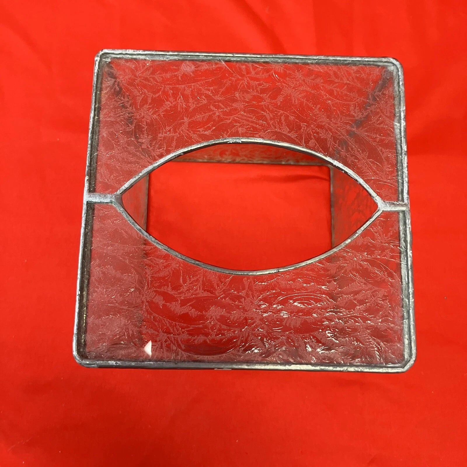 Vintage Leaded Stained Glass Tissue Box Cover / Pink Flower / Handmade 5” | eBay