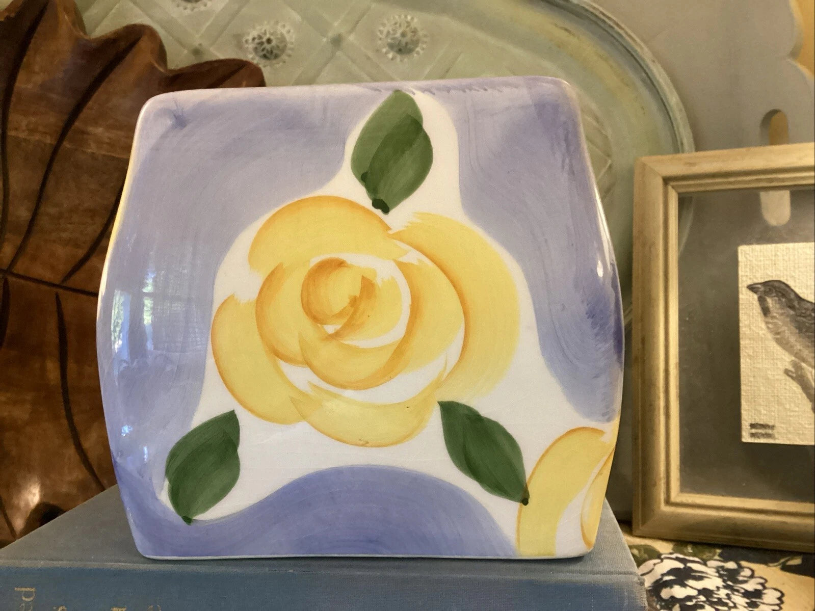 Wamsutta Tissue Box Cover Holder Floral PROVENCE Blue Floral Ceramic Square | eBay