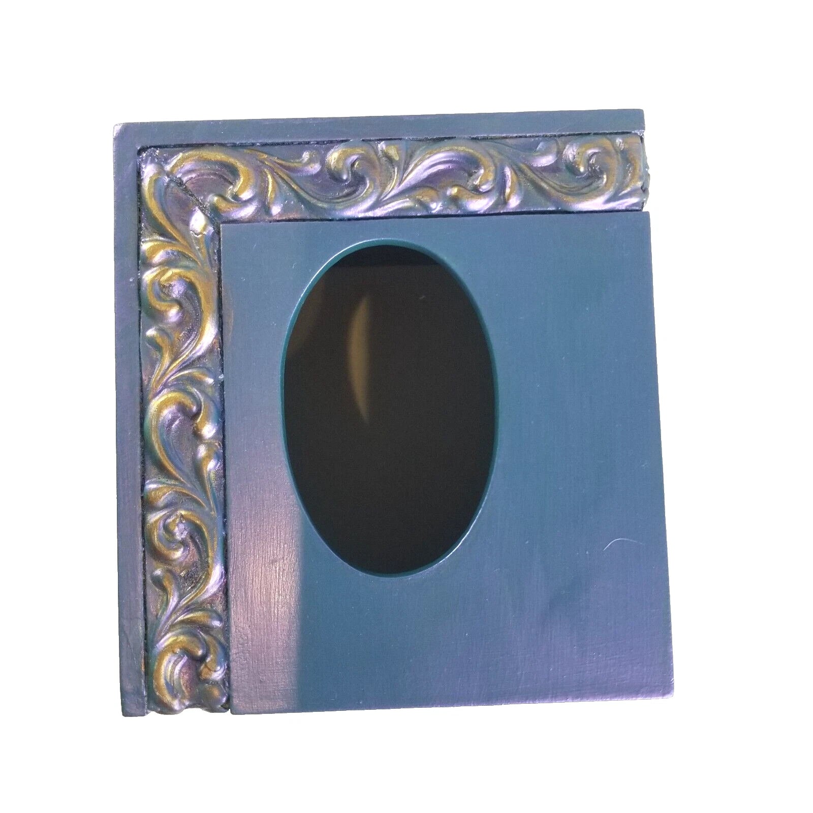Tissue Box Cover Holder Blue Gold Details Acrylic Square | eBay