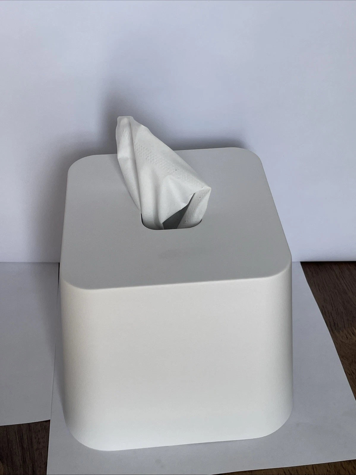 Facial Hand Tissue Box Cover, Square Holder White Storage Modern Sleek Bathroom | eBay