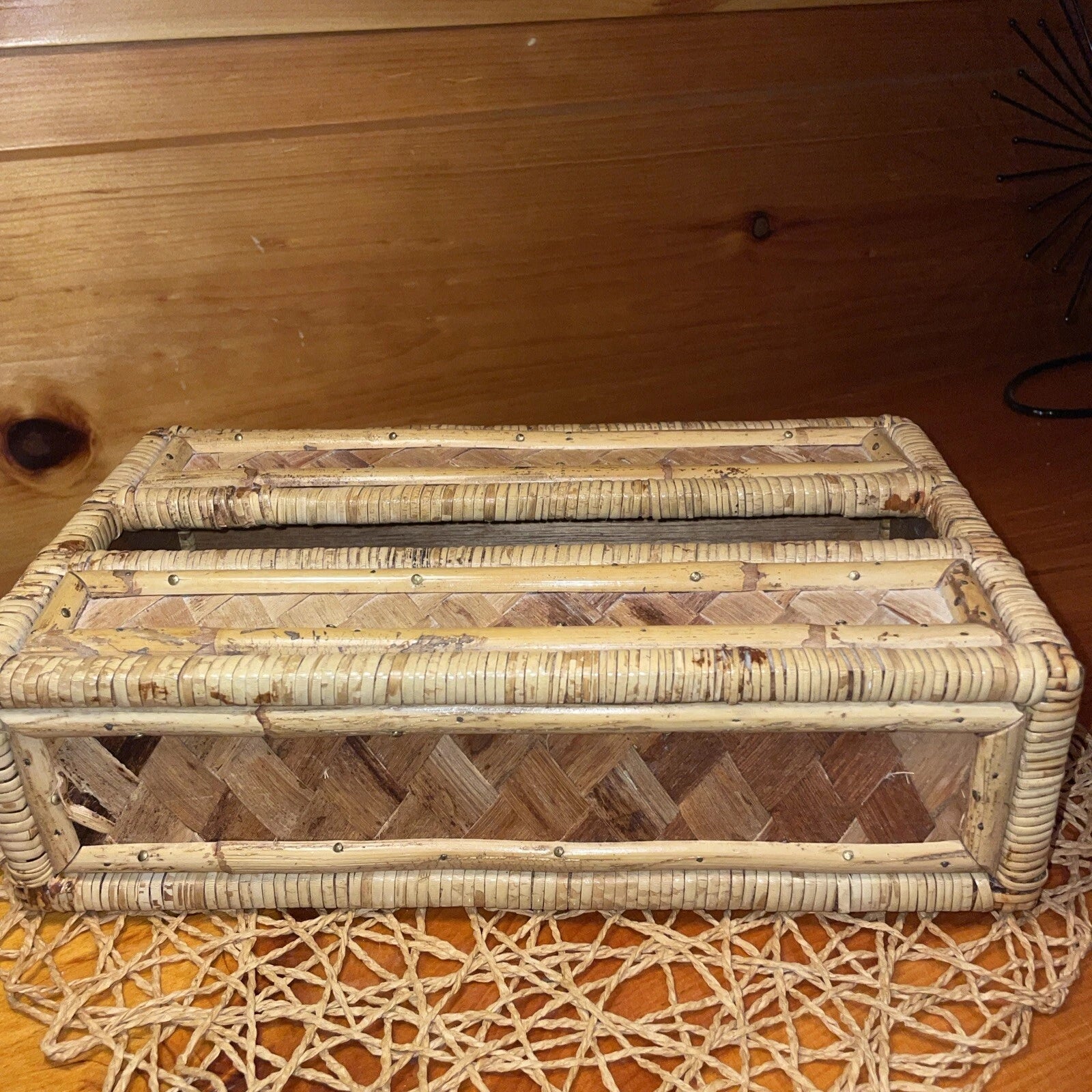Vintage Tissue Box Cover Holder Bamboo Rattan Wicker Coastal Boho Rectangular | eBay
