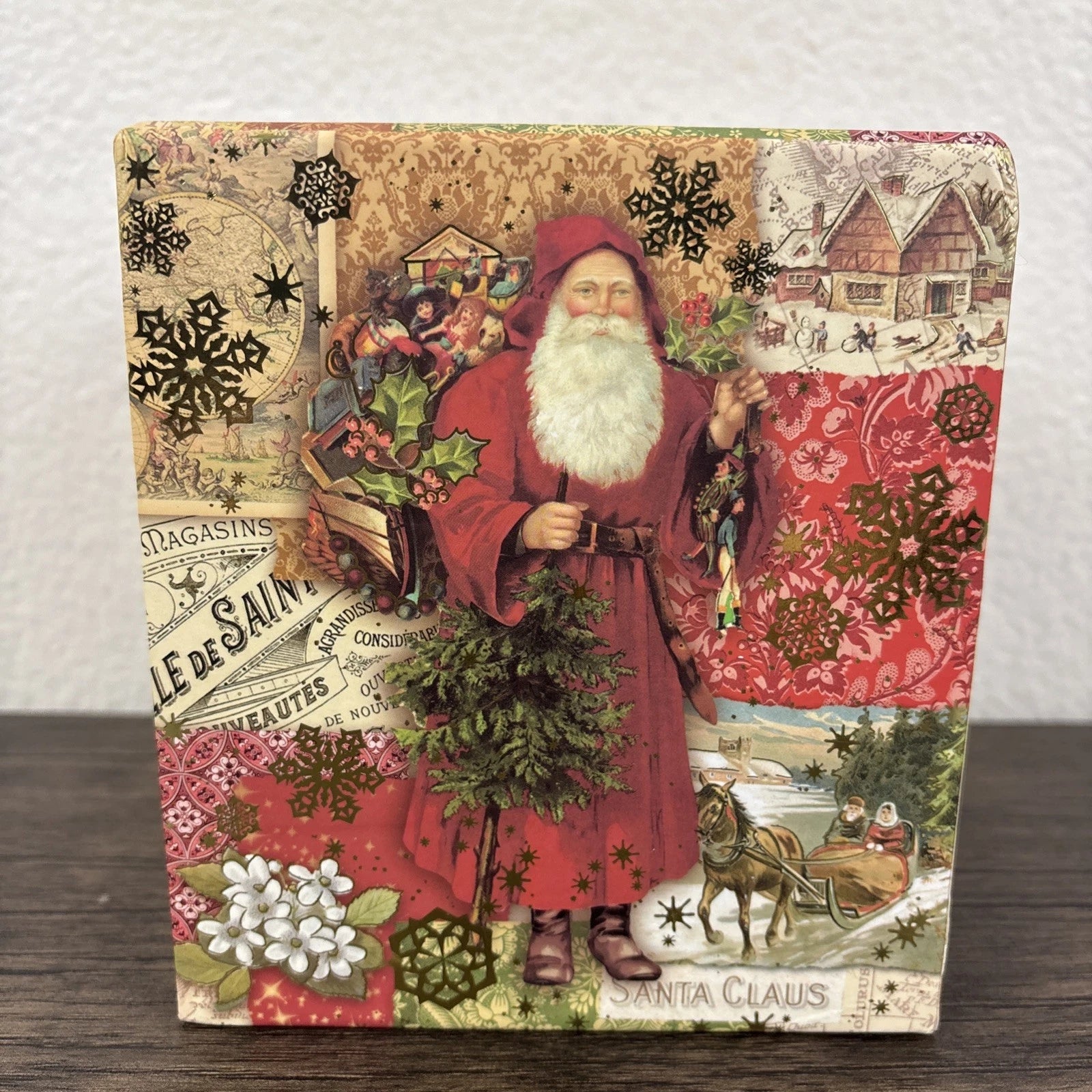 Punch Studio Christmas Tissue Box Cover Square Old World Santa Victorian Tree | eBay