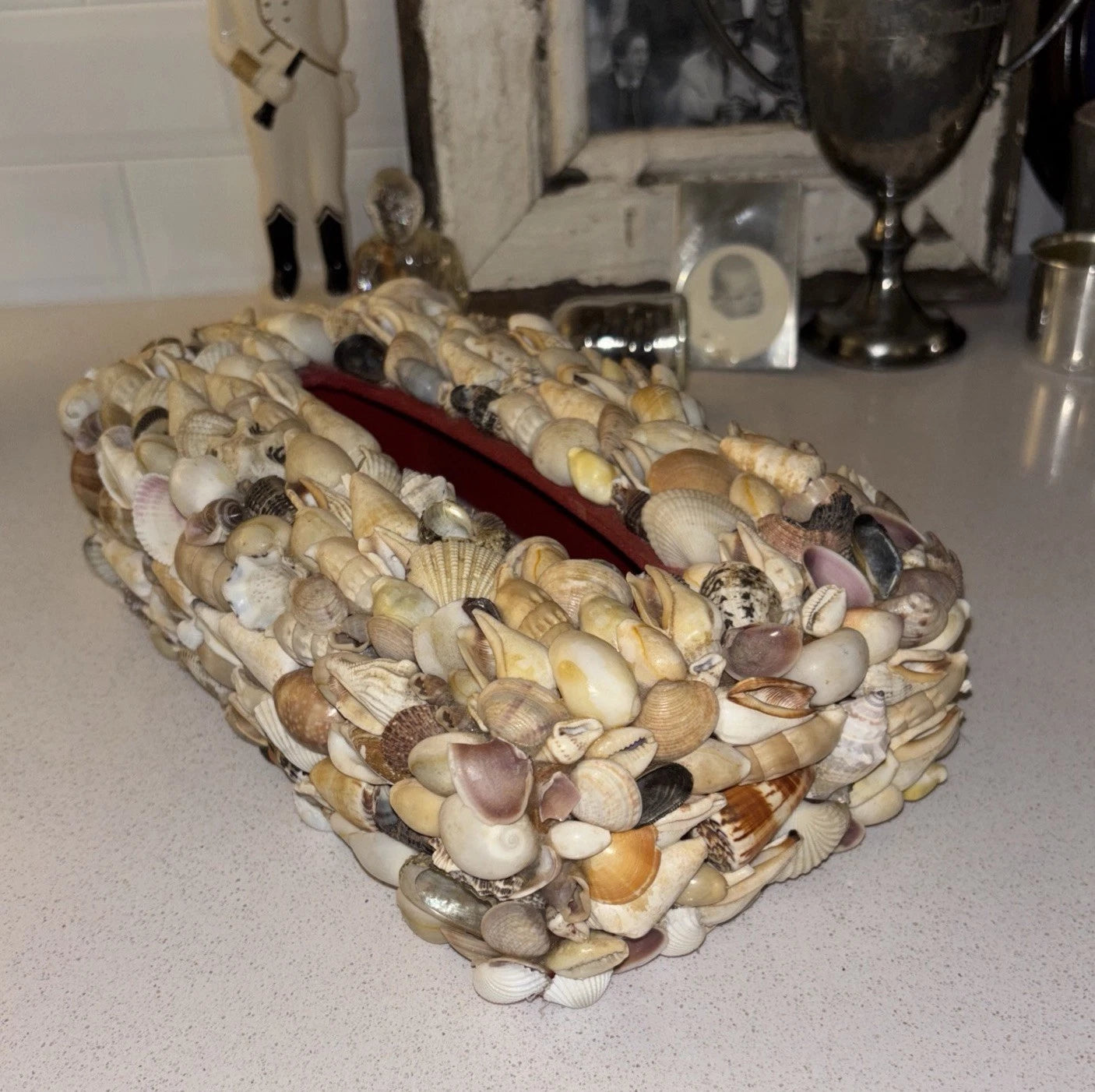 Vintage Seashell Tissue Box Cover Palm Beach Regency | eBay