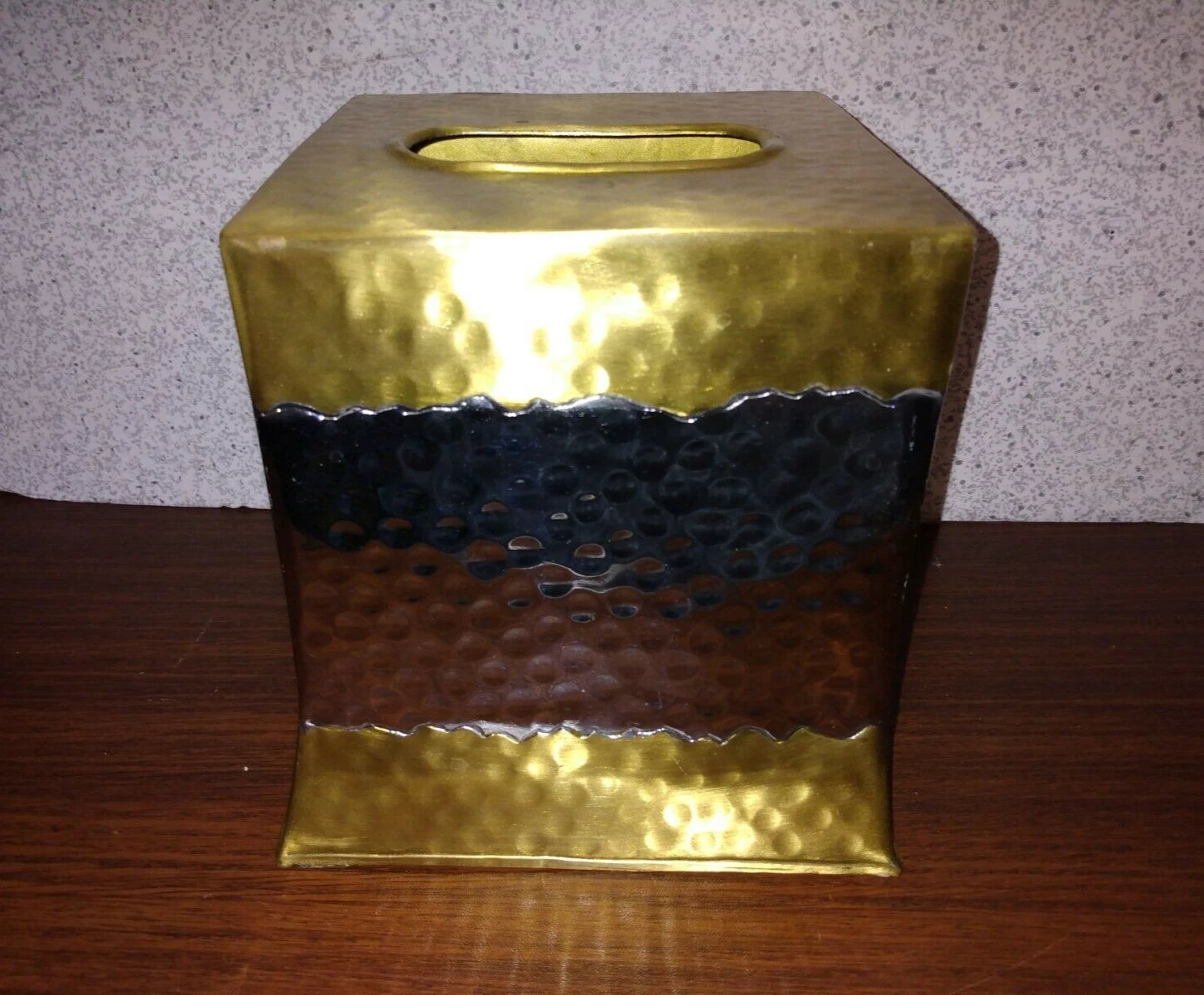 Veratex Shabby Metal Brass Silver Color Hand Hammered Tissue Box Cover India | eBay