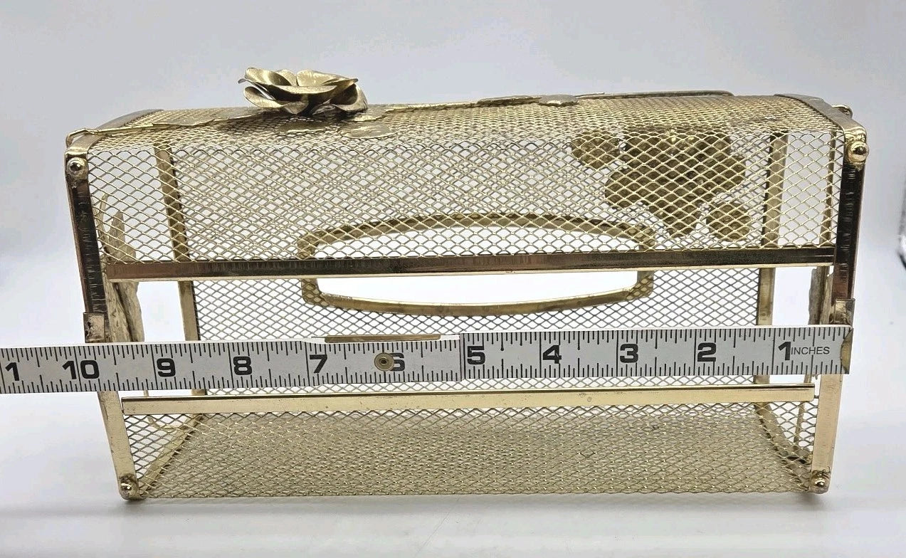 Tissue Box Cover Holder Hollywood Regency Roses Gold Tone Mesh Metal MCM VTG | eBay