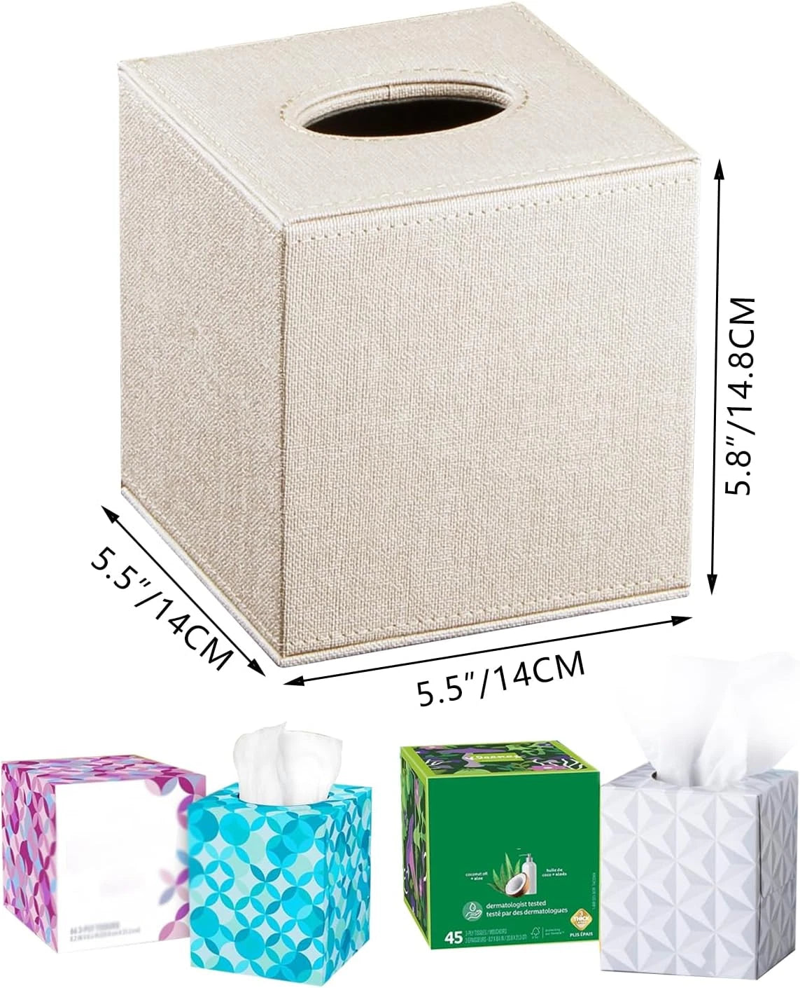 Leather Square Tissue Box Cover,Cut Tissues Cube Box Holder,Modern Facial Paper | eBay