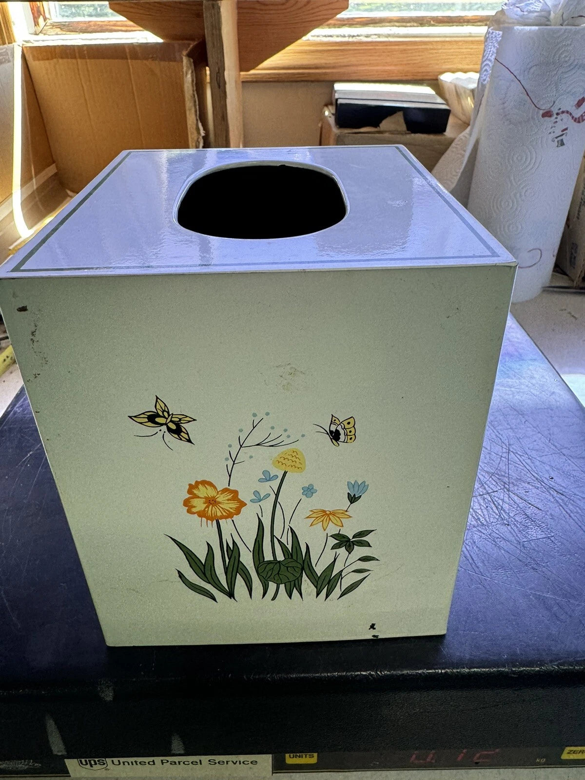 Vintage Andre Richard Tissue Box Square Flowers Butterfly MCM | eBay