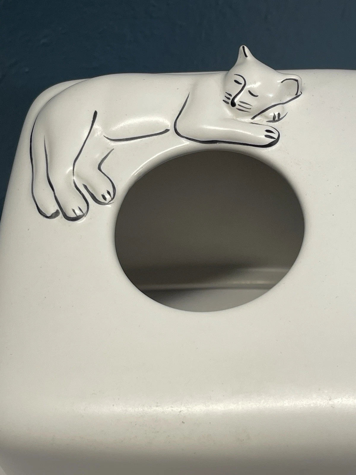 Cats Tissue Box Cover Cube White Sleeping Cat Ceramic Decor | eBay