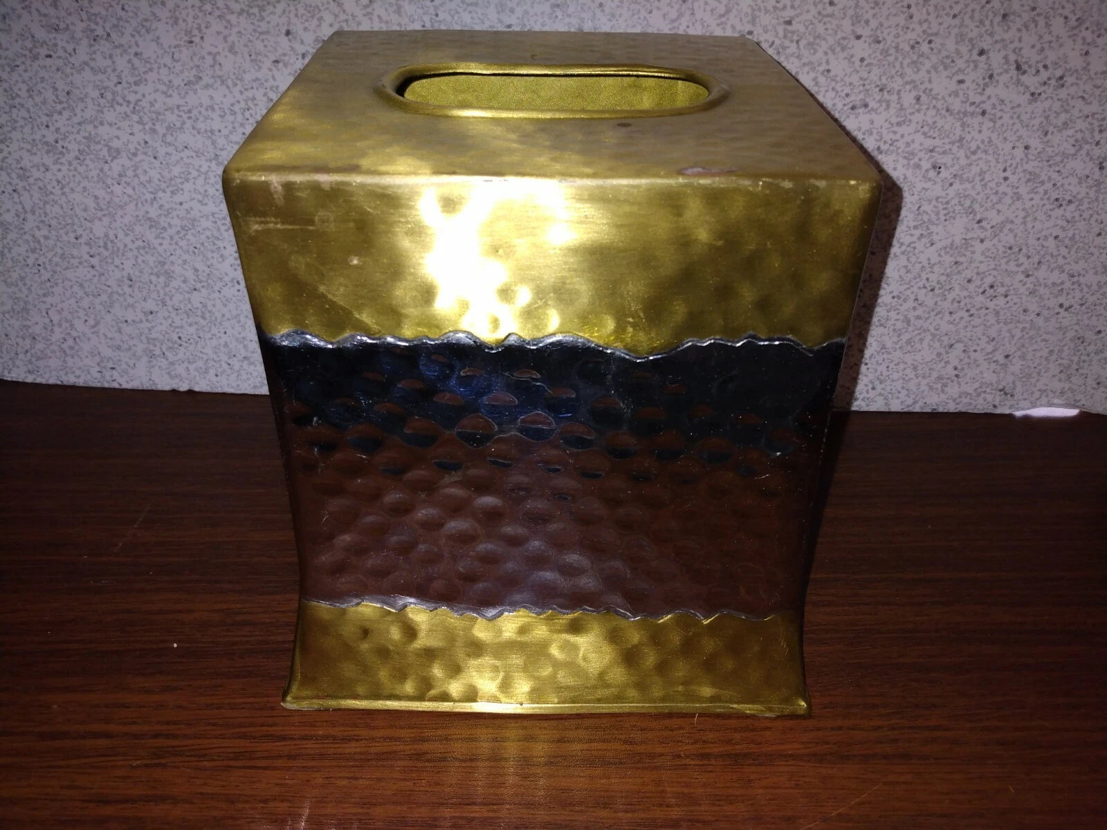 Veratex Shabby Metal Brass Silver Color Hand Hammered Tissue Box Cover India | eBay