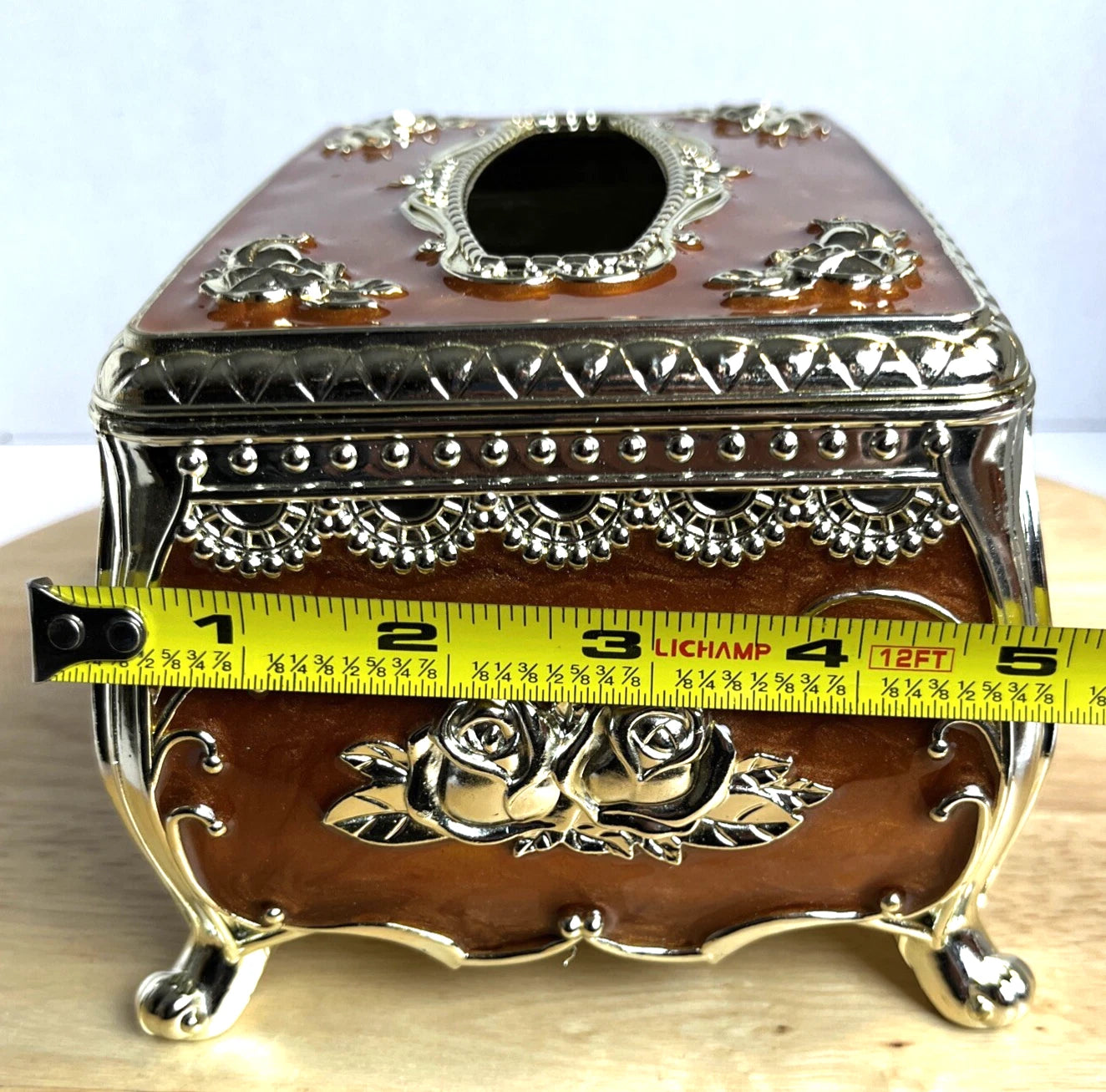 Victorian Style Tissue Box Holder Enameled Brown Silver Floral Bathroom Decor | eBay