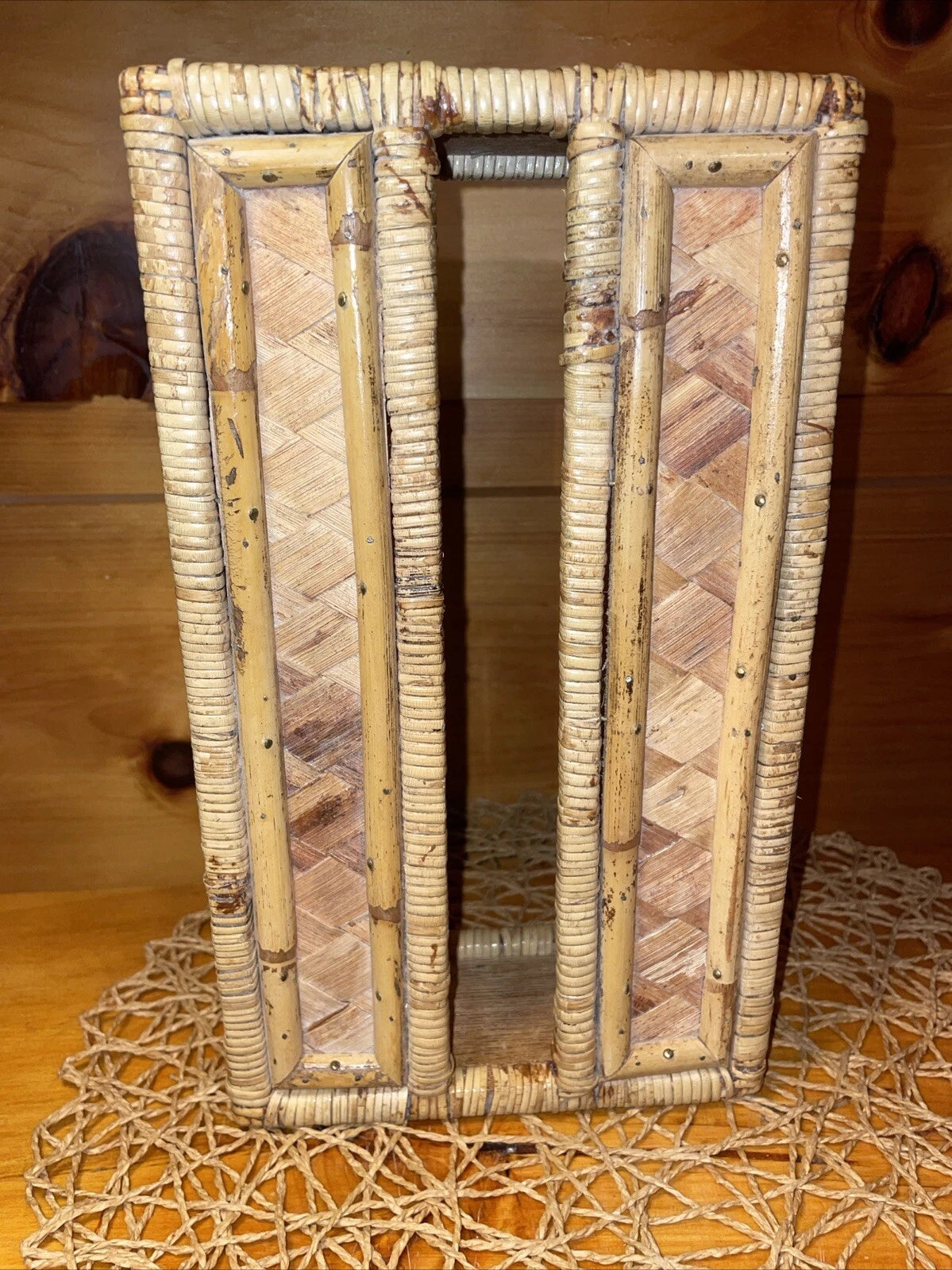 Vintage Tissue Box Cover Holder Bamboo Rattan Wicker Coastal Boho Rectangular | eBay