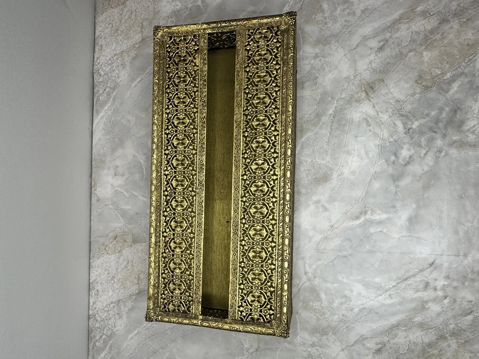 MCM Old Vintage Brass Tone Filigree Metal Vanity Tissue Box Cover Holder | eBay