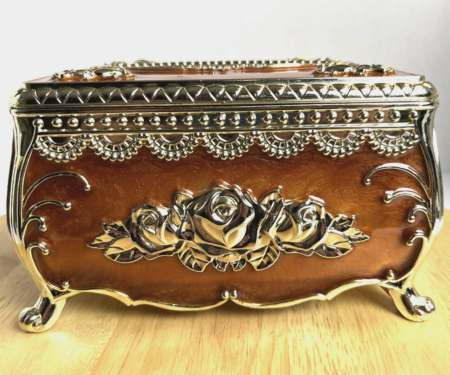 Victorian Style Tissue Box Holder Enameled Brown Silver Floral Bathroom Decor | eBay