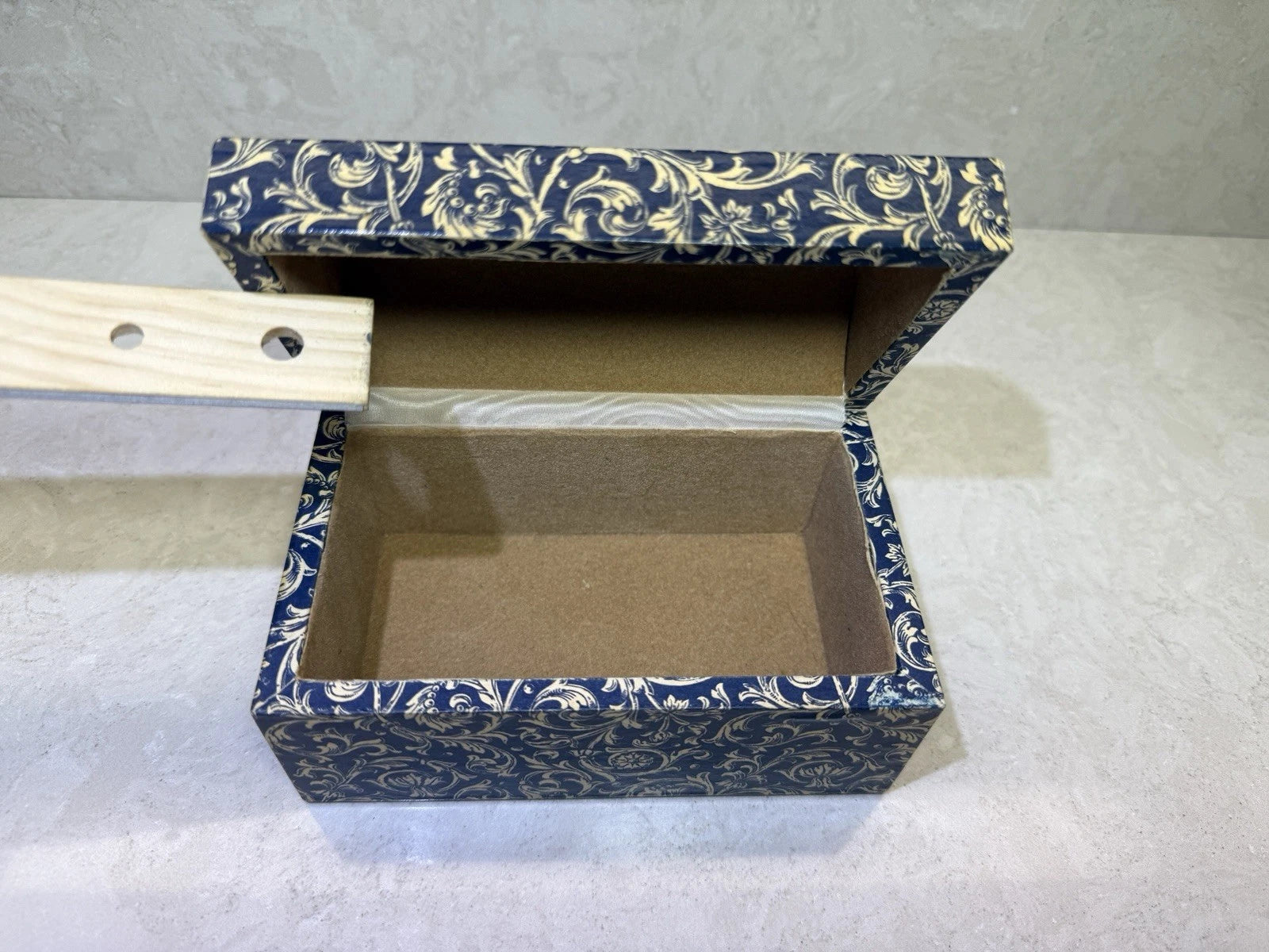 Set of Wooden Tissue Box Holder Cover & Trinket Box Floral Pattern Made in Italy | eBay