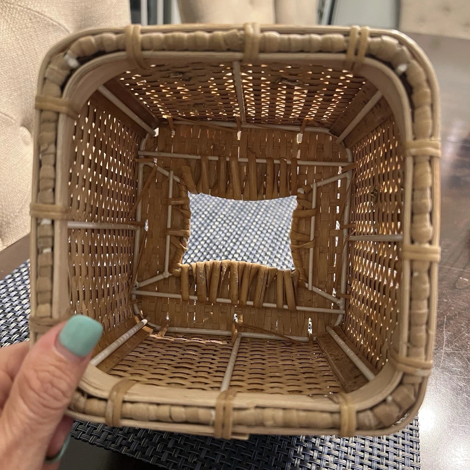 Vintage Wicker Tissue Box Cover Palm Tree Hammock Rattan Beach Boho | eBay