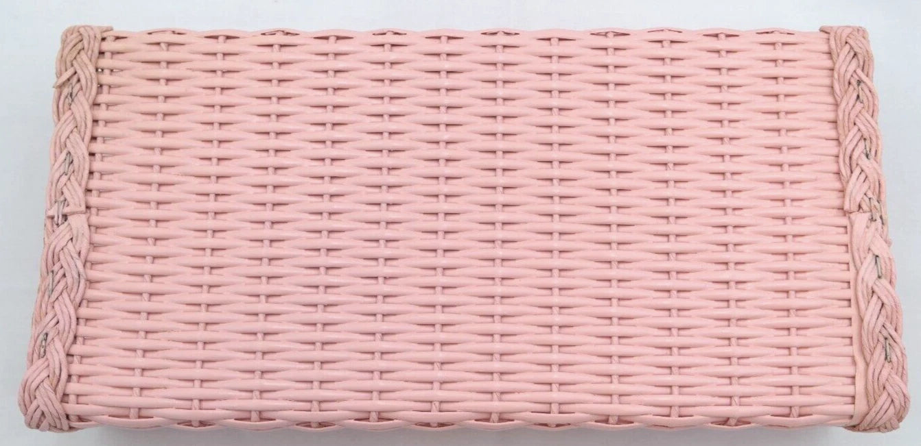 Vintage Pink Faux Wicker Tissue Box Holder Cover Rectangular Vanity Bathroom | eBay