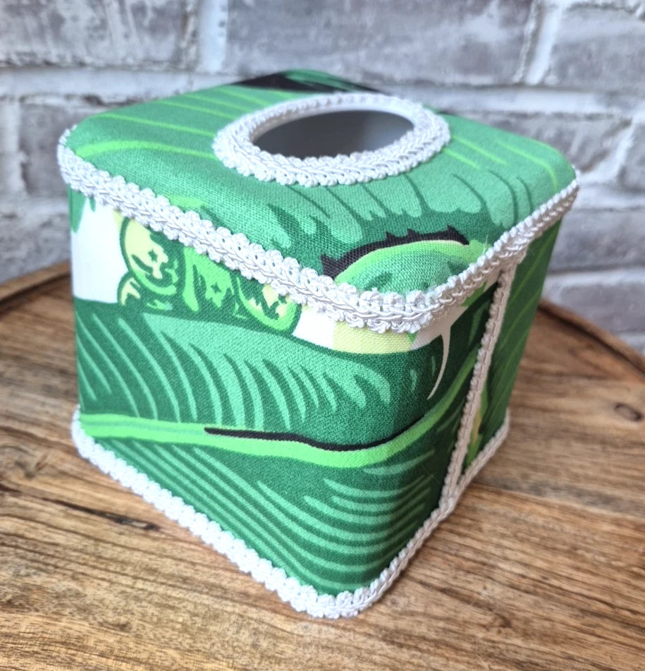 Dorothy Draper Home Fabric Covered Square Tissue Box Cover - Brazilliance Green | eBay