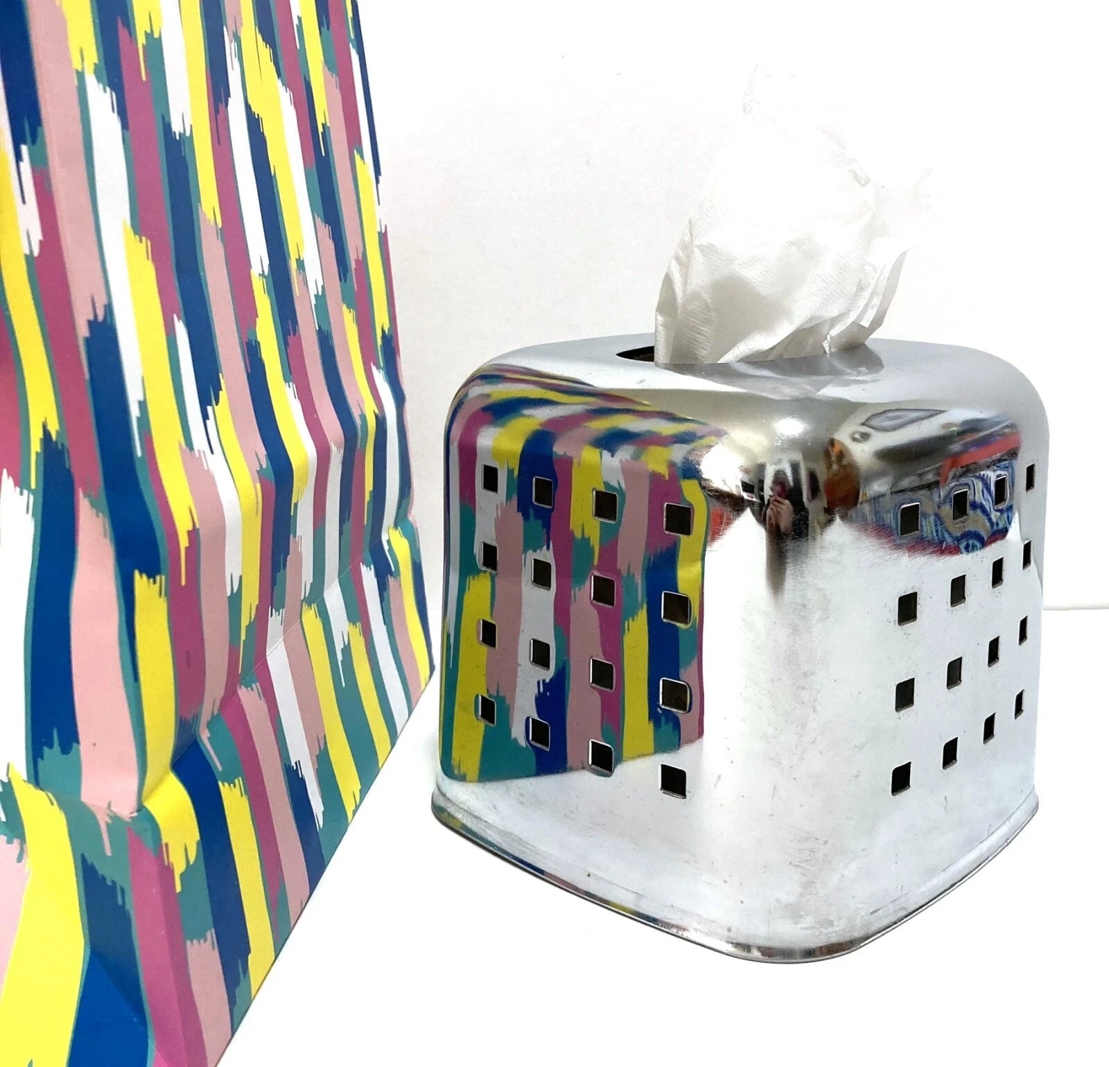 Silver Chrome Metal Highly-Reflective Tissue Box Cover Springs Metro 5.5x6" | eBay